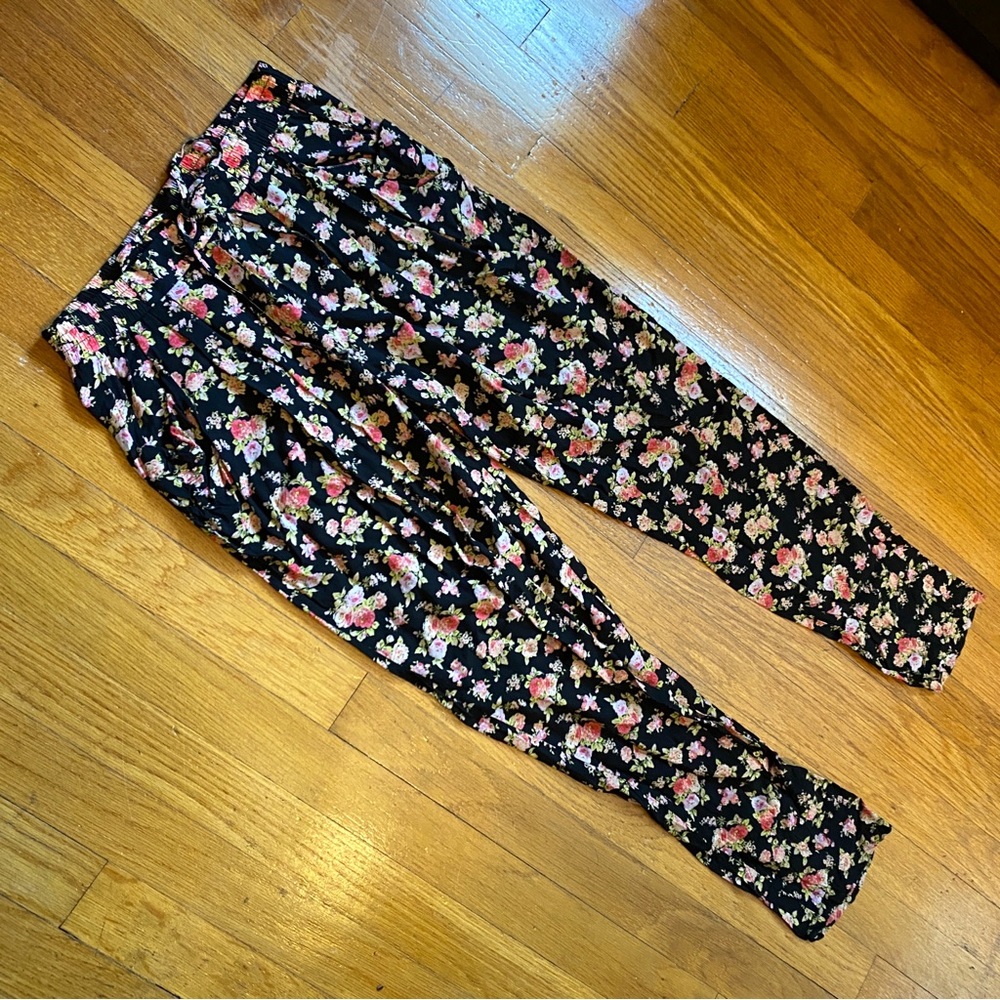 The Hanger black floral lightweight pants